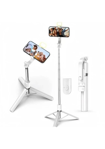 Iphone Samsungcolor Için Ayarlanabilir Güzellik Dolgu Işığı Bluetooth Remote ile Taşınabilir Selfie Stick Tripod: Siyah 70CM 28IN (Yurt Dışından)