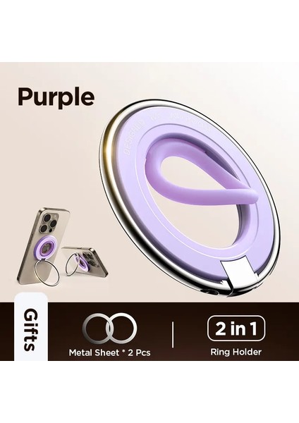 Joyroom Renkli Yüzük Telefon Tutucu Manyetik Kickstand Silikon Yüzük Manyetik Telefon Kavrama Tutucu Iphone 16 15 14 13 12 Renk: Mor (Yurt Dışından)
