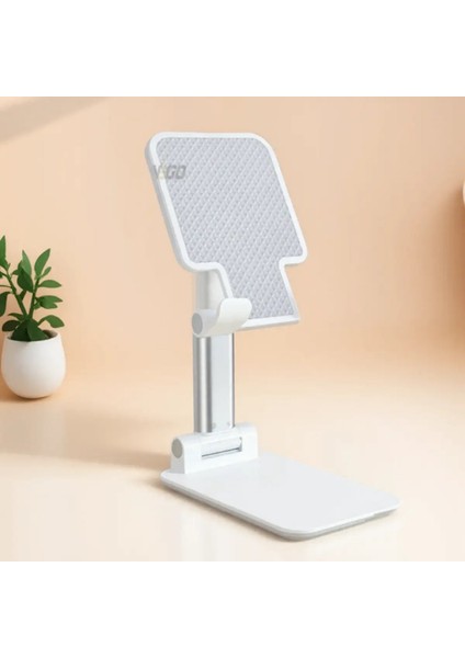 Taşınabilir Ayarlanabilir Cep Telefonu Tablet Stand Tutucu Braket Katlanır Masa Montajı Telefon Aksesuarları Renk: Beyaz (Yurt Dışından)