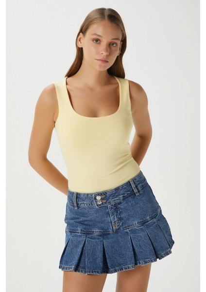 Kadın Glossy %100 Pamuk Tereyağ Sarısı Bluz fiyatları