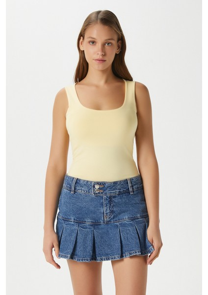 Kadın Glossy %100 Pamuk Tereyağ Sarısı Bluz fırsatları