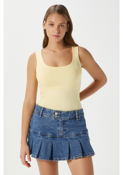 Kadın Glossy %100 Pamuk Tereyağ Sarısı Bluz indirimleri