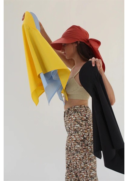 Kadın Bağlamalı Eşarp Siperli Tropik Desenli Plaj Şapkası modelleri