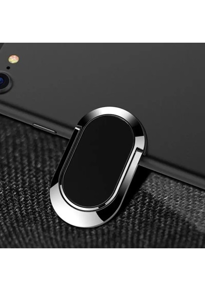 Lüks Metal Cep Telefonu Soketi Tutucu Evrensel 360 Derece Döndürme Parmak Yüzük Desteği Manyetik Araba Braketi Stand Accessoriescolor: Siyah (Yurt Dışından)
