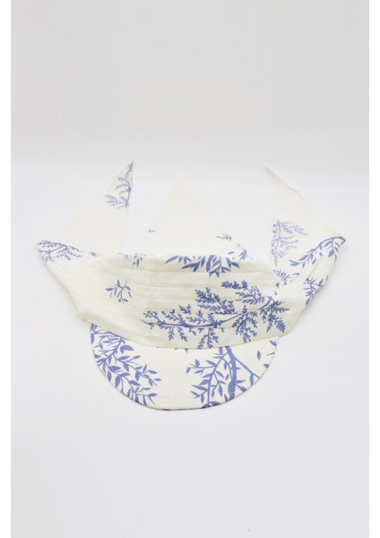 Kadın Mavi Çiçekli Bağlamalı Eşarp Siperli Bandana Plaj Şapkası fiyatları