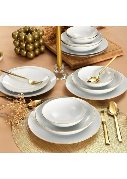 Atina 24 Parça 6 Kişilik Gold Yemek Takımı