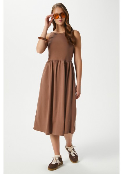Kadın Della Kloş Kahverengi Penye Elbise fiyatları