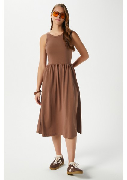 Kadın Della Kloş Kahverengi Penye Elbise fırsatları