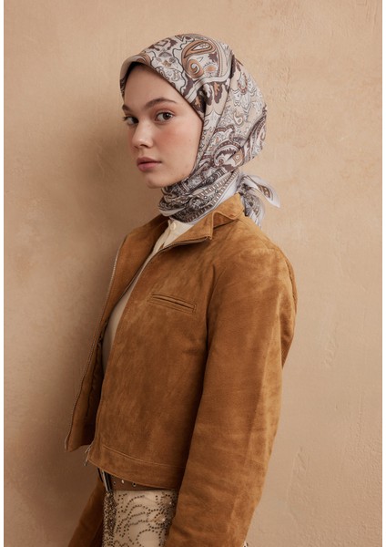 Lena Desen Pamuk Ipek Eşarp Cappuccıno modelleri