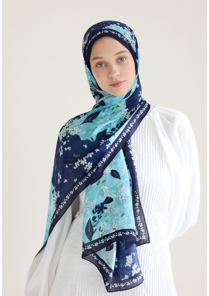 Tıny Plumerıa Floş Viskon Şal Lacivert fiyatları