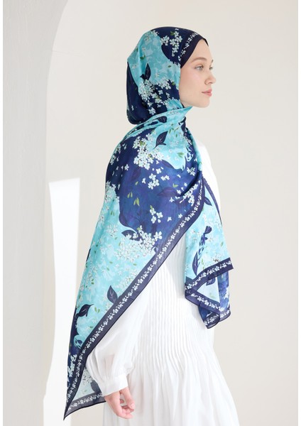 Tıny Plumerıa Floş Viskon Şal Lacivert fırsatları