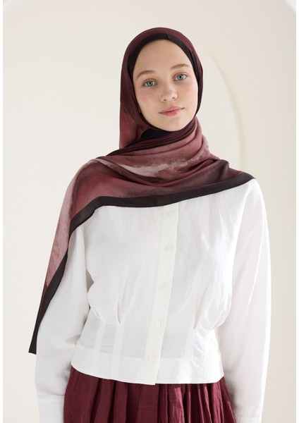 Ombre Floş Viskon Şal Bordo modelleri