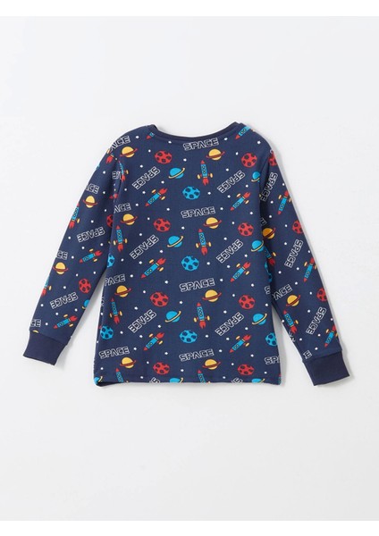 Lcw Kids Lacivert Bisiklet Yaka Kadife Erkek Çocuk Pijama Takımı modelleri