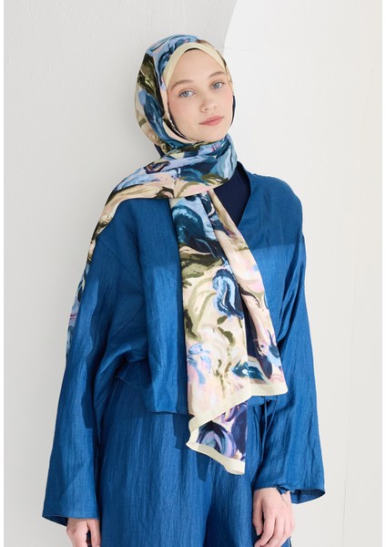 Rosıe Floş Viskon Şal Indigo