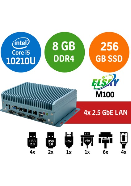 M100 I5-10210U 6com-4lan Fansız Endüstriyel Mını Pc