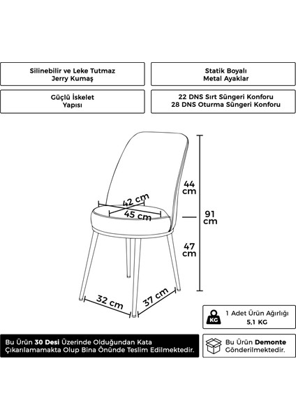 Dexa Serisi Sandalye Füme Renk Krom Ayaklı Mutfak Sandalyesi Silinebilir Kumaş fiyatları