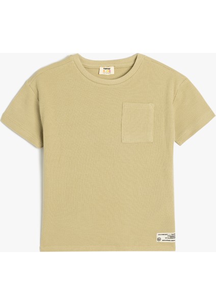 Yeni Sezon Oversize Basic Tişört Kısa Kollu Bisiklet Yaka Dokulu Cep Detaylı Pamuklu