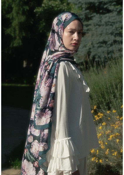 Lotus Floş Viskon Şal Petrol