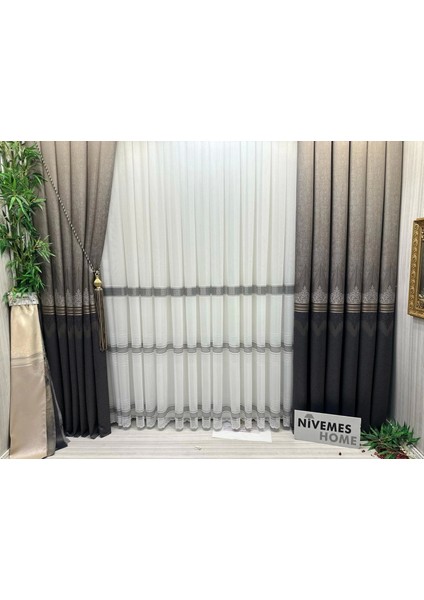 Nivemeshome Titus FJ632145 V-5329 Kahve 1/3 Sık Pileli Fon Perde Apm