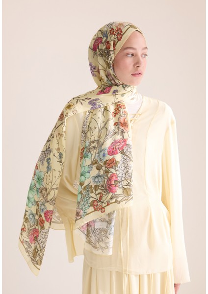 Valentına Floş Viskon Şal Soft Sarı