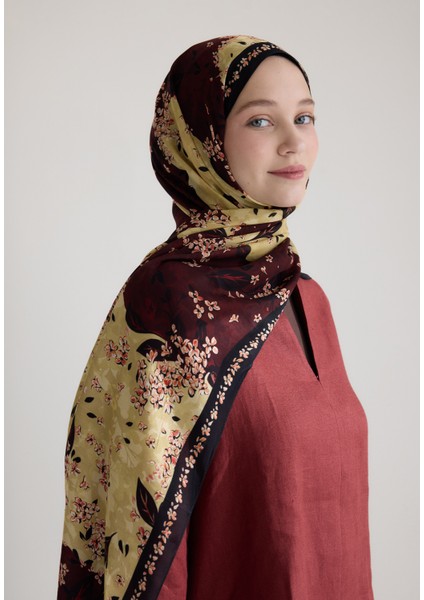 Tıny Plumerıa Floş Viskon Şal Bordo fırsatları