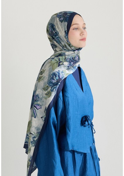 Jasmıne Floş Viskon Şal Indigo fırsatları