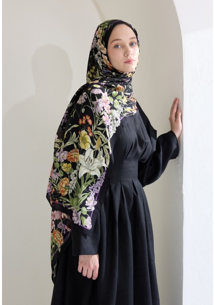 Valentına Floş Viskon Şal Siyah
