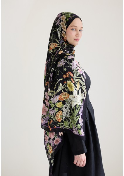 Valentına Floş Viskon Şal Siyah modelleri