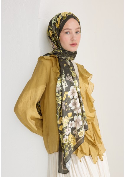 Valentına Floş Viskon Şal Koyu Haki