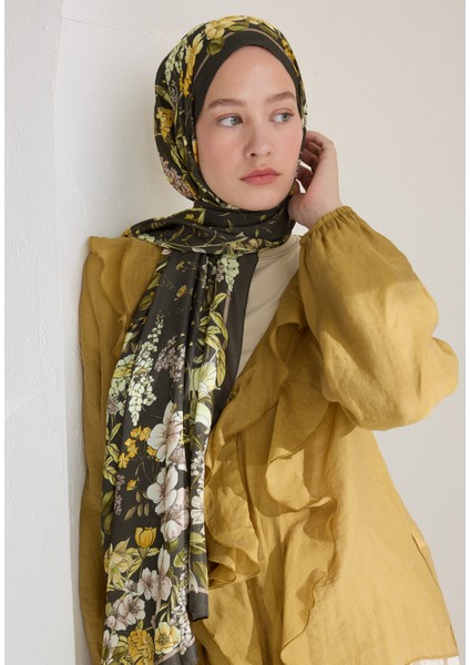 Valentına Floş Viskon Şal Koyu Haki fiyatları