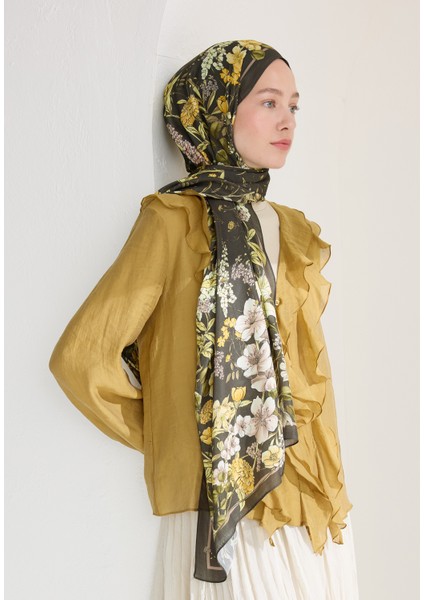 Valentına Floş Viskon Şal Koyu Haki fırsatları