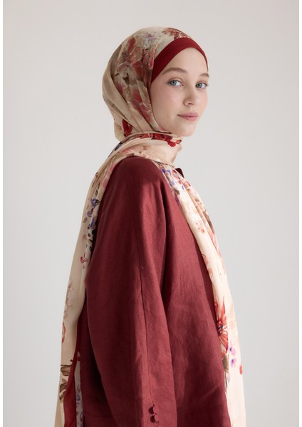 Peony Harmony Floş Viskon Şal Kırmızı modelleri