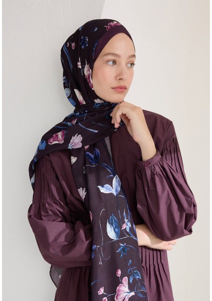 Love Garden Floş Viskon Şal Mürdüm