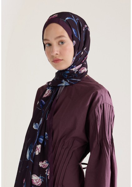 Love Garden Floş Viskon Şal Mürdüm modelleri