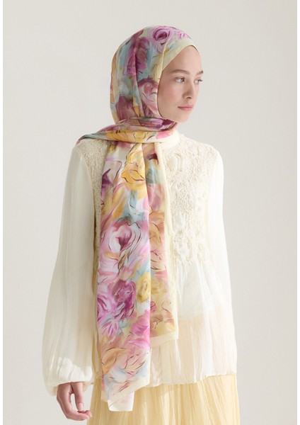 Rose Garden Floş Viskon Şal Pastel Sarı fiyatları