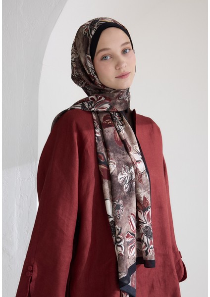 Jasmıne Floş Viskon Şal Siyah