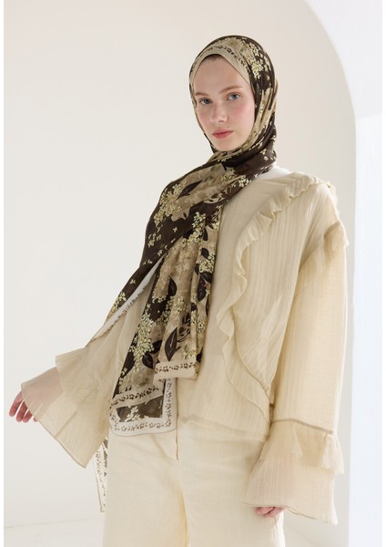 Tıny Plumerıa Floş Viskon Şal Bej fiyatları