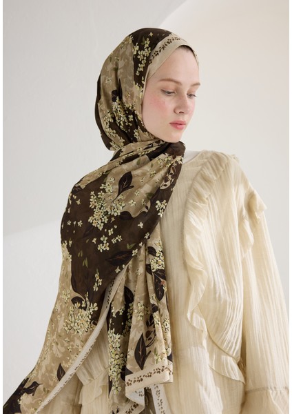 Tıny Plumerıa Floş Viskon Şal Bej fırsatları