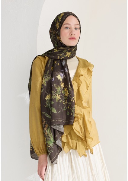 Garden Joy Floş Viskon Şal Kahve