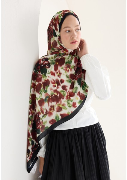Dark Rose Floş Viskon Şal Bordo