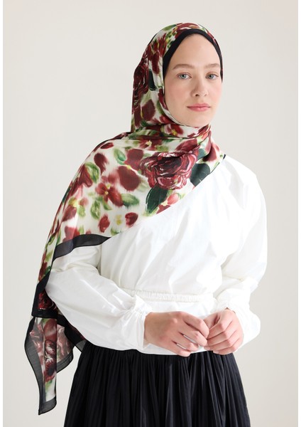 Dark Rose Floş Viskon Şal Bordo fiyatları