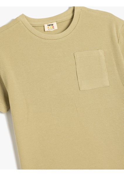 Yeni Sezon Oversize Basic Tişört Kısa Kollu Bisiklet Yaka Dokulu Cep Detaylı Pamuklu modelleri