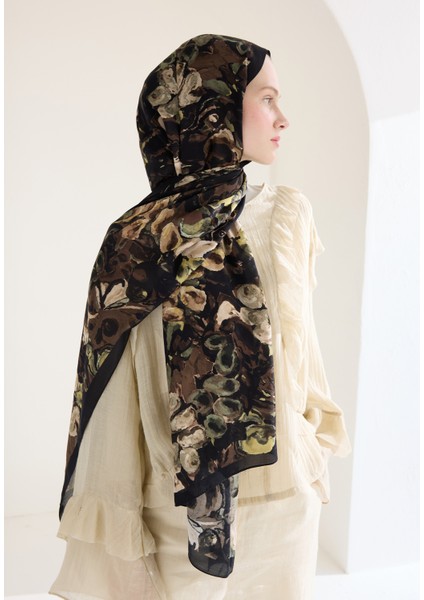 Astra Floş Viskon Şal Siyah