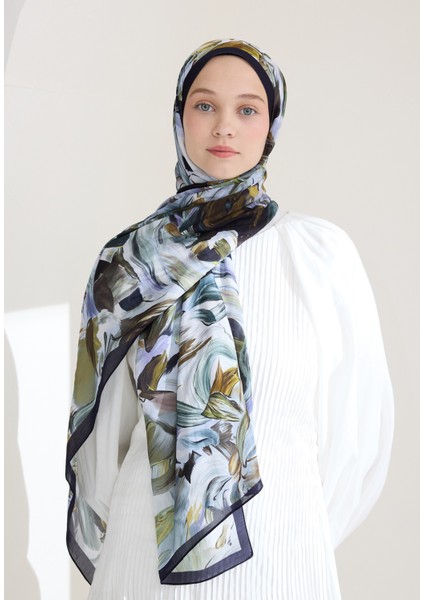 Vanılla Blossom Floş Viskon Şal Lacivert modelleri