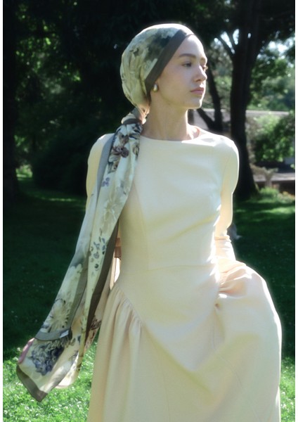 Peony Harmony Floş Viskon Şal Vizon