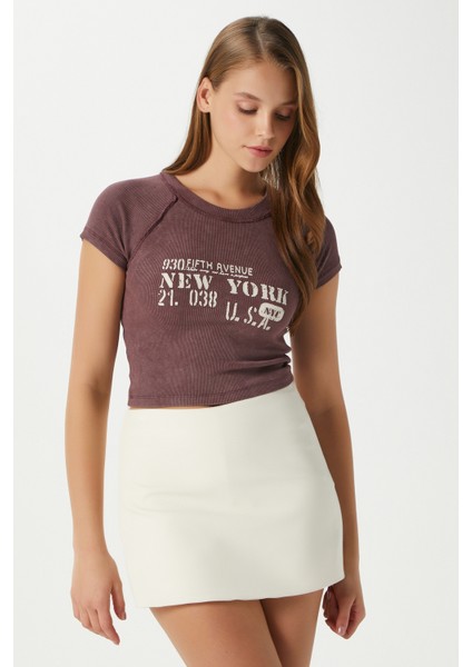 Kadın Fifth Yıkamalı Gülkurusu Crop Top fırsatları