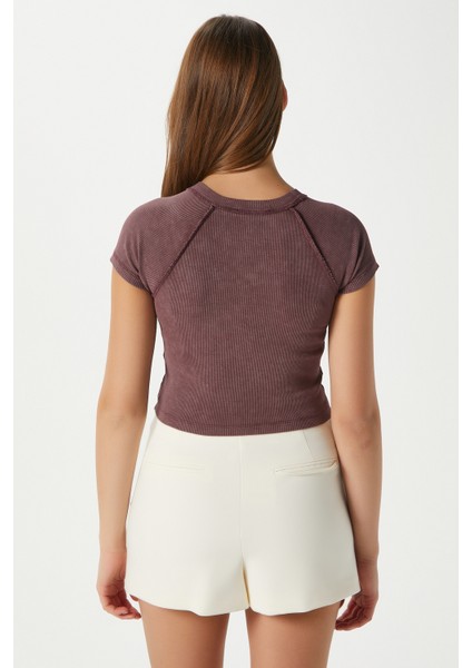 Kadın Fifth Yıkamalı Gülkurusu Crop Top