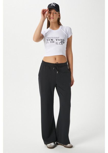 Kadın Fifth Yıkamalı Beyaz Crop Top