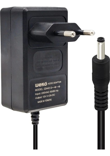 12 Volt - 2 Amper 2.5*0.7 Uçlu Yerli Üretim Plastik Kasa Priz Tipi Adaptör (5047)