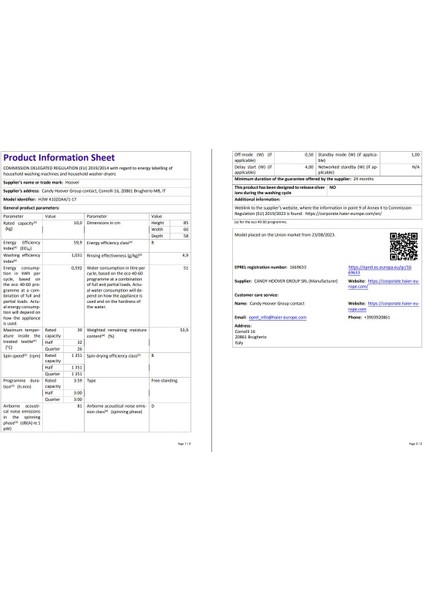 H3W 4102DA4/1-17 10 kg 1400 Devir Nfc Bağlantılı Çamaşır Makinesi indirimleri